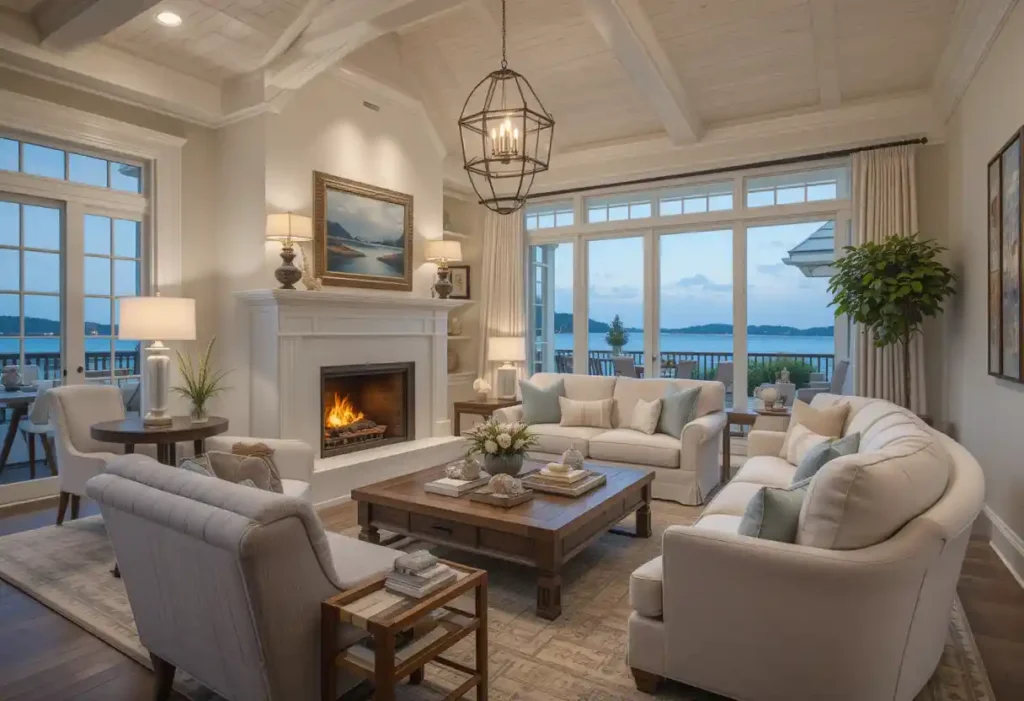 Coastal Style Lighting for a Warm Glow costal living room ideas