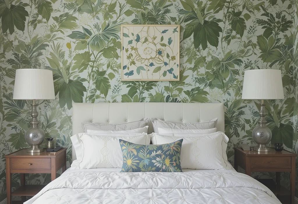 Creating an Accent Wall with Green Wallpaper ideas
