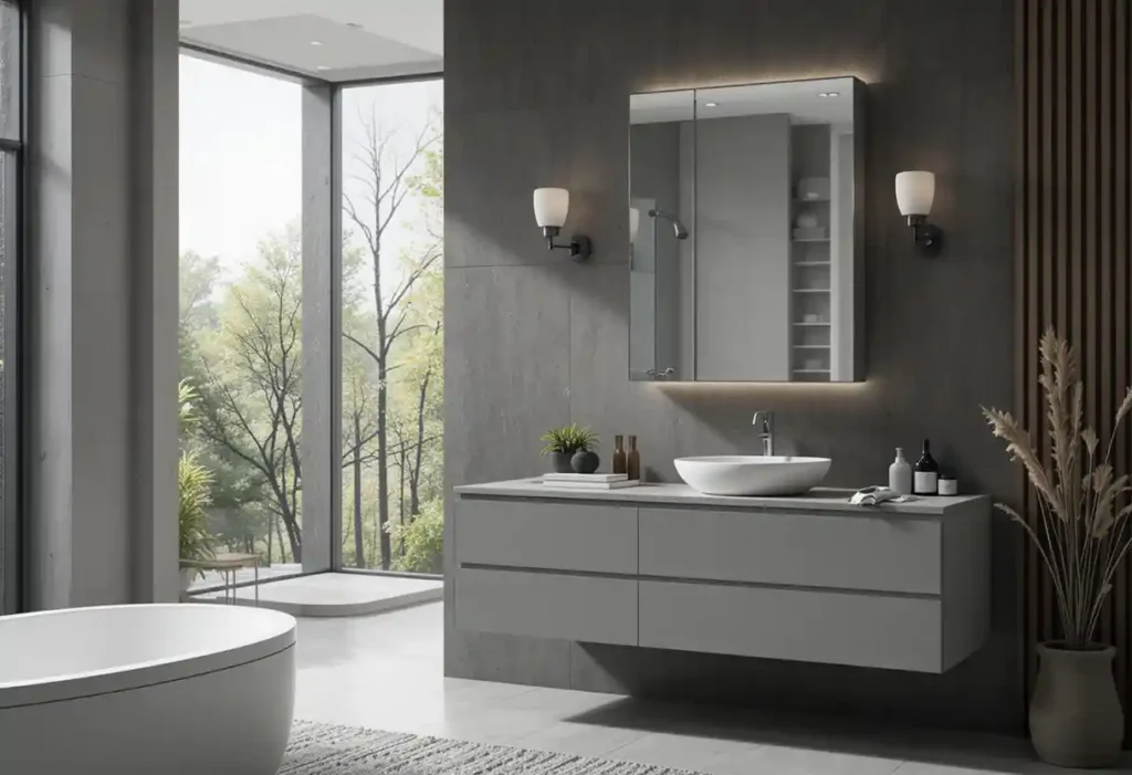 Vintage-Inspired Grey Vanity for a Timeless Appeal