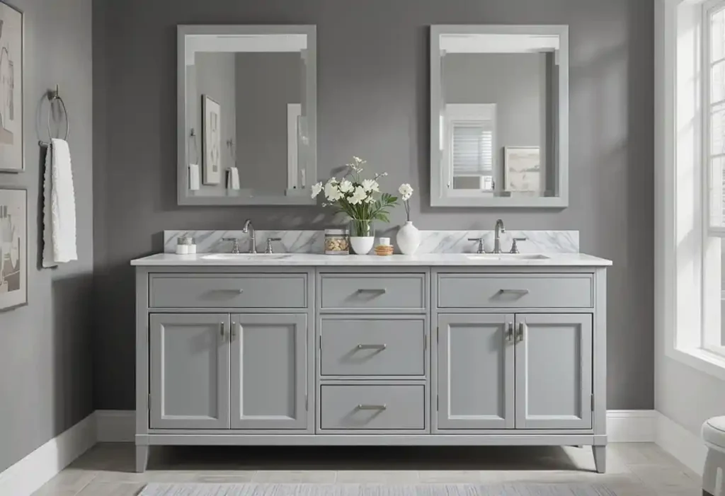 Grey Double Vanity for Extra Storage and Convenience