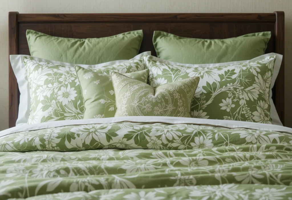 Incorporating Green Bedding for a Cozy Spring Feel look