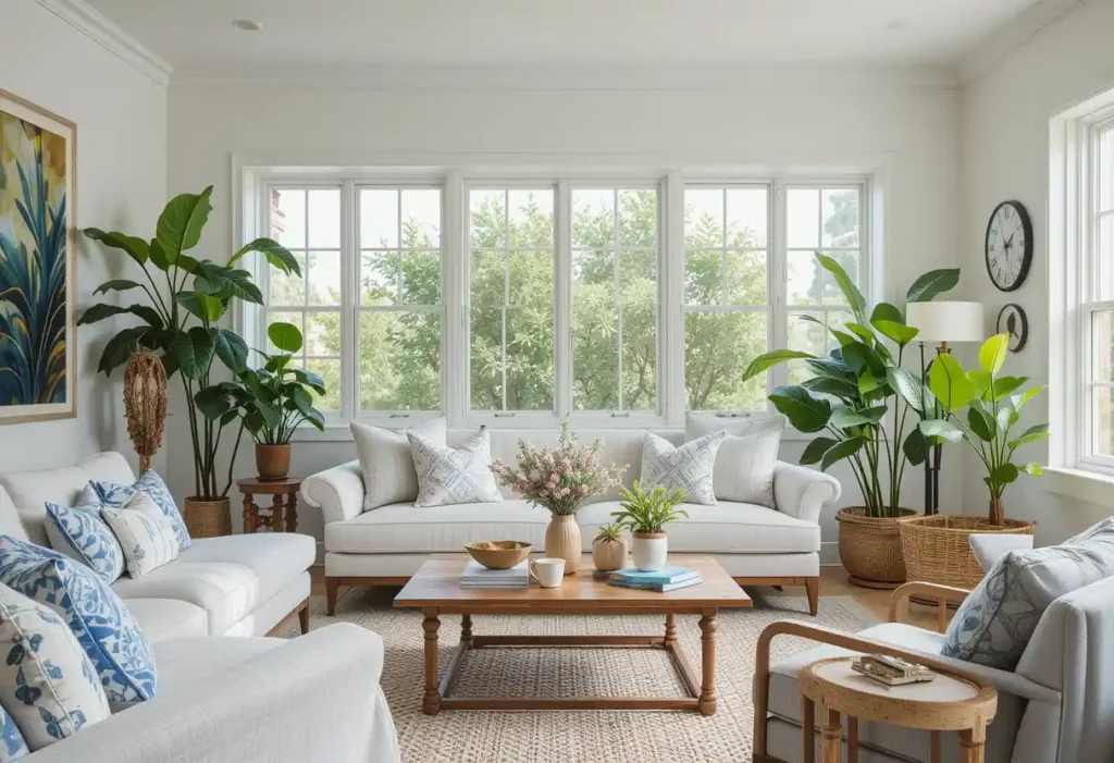Indoor Plants for a Fresh Coastal Vibe costal living room ideas