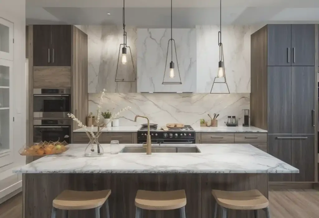 Mixed material kitchen cabinet ideas