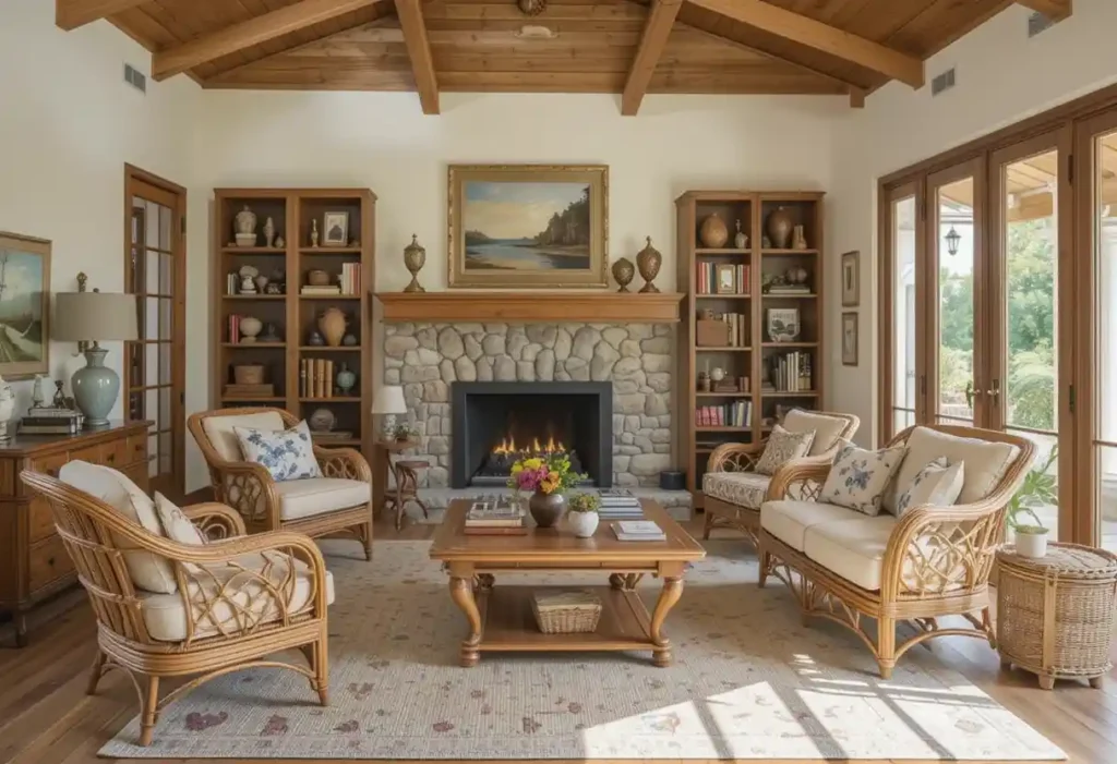 Wooden and Rattan Furniture for a Natural Look coastal living room Ideas