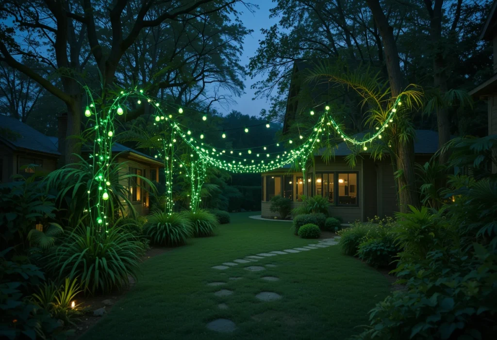 Green String Lights for a Soft and Dreamy Ambiance