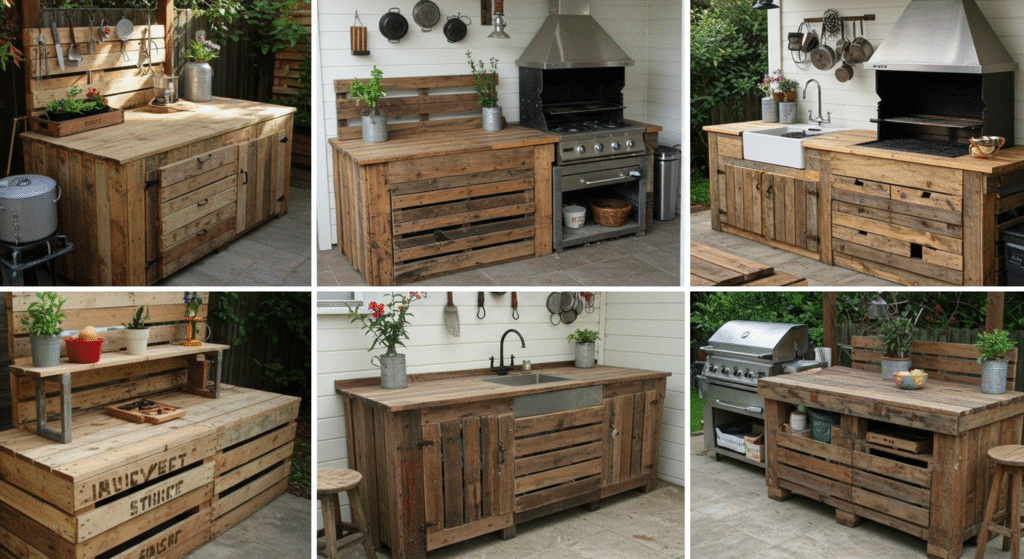 Budget Wood Kitchens with Pallet Designs, Wood Outdoor Kitchen Ideas