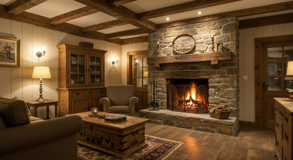 Cozy Fireplaces for Rustic Warmth, small Farmhouse Living Room Ideas