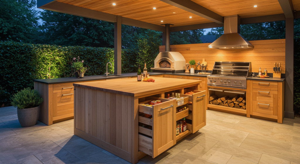 Creative Wood Kitchens with Hidden Storage, Wood Outdoor Kitchen Ideas