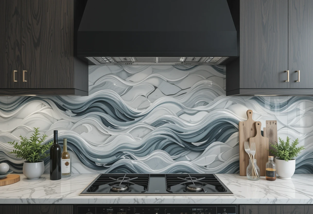 Fluid Wave Tiles That Sweep Serenity, Kitchen Backsplash Ideas.