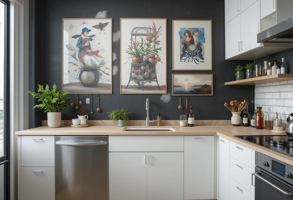 Hang Art to Show You, Small Space Kitchen Ideas.