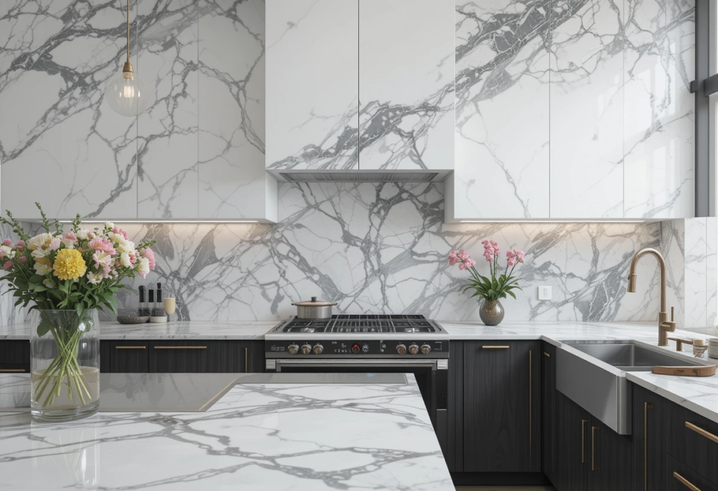 Majestic Marble Slabs That Inspire Awe, Gray Kitchen Backsplash Ideas.