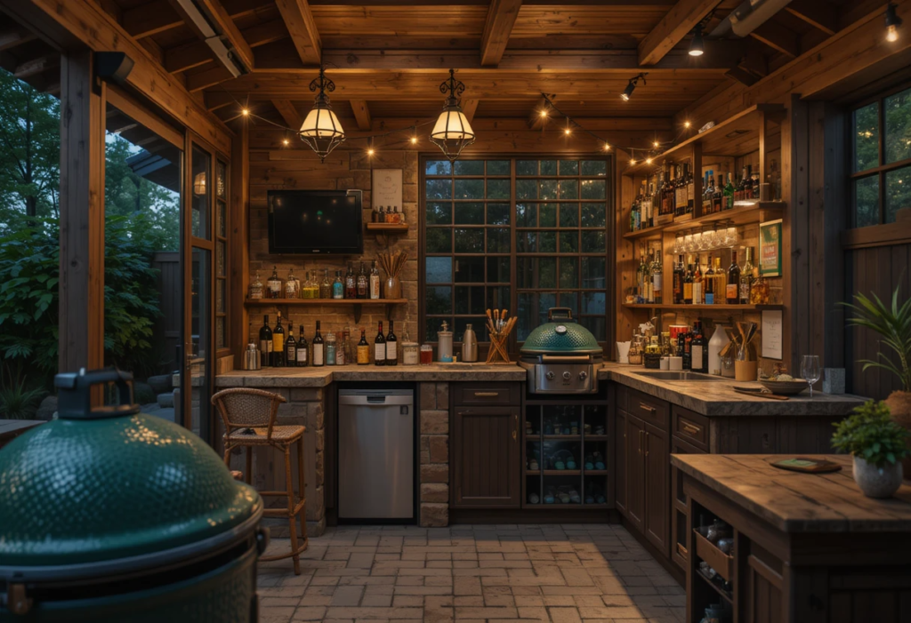 Mini Bars for Party Mode, Green Egg Outdoor Kitchen Ideas