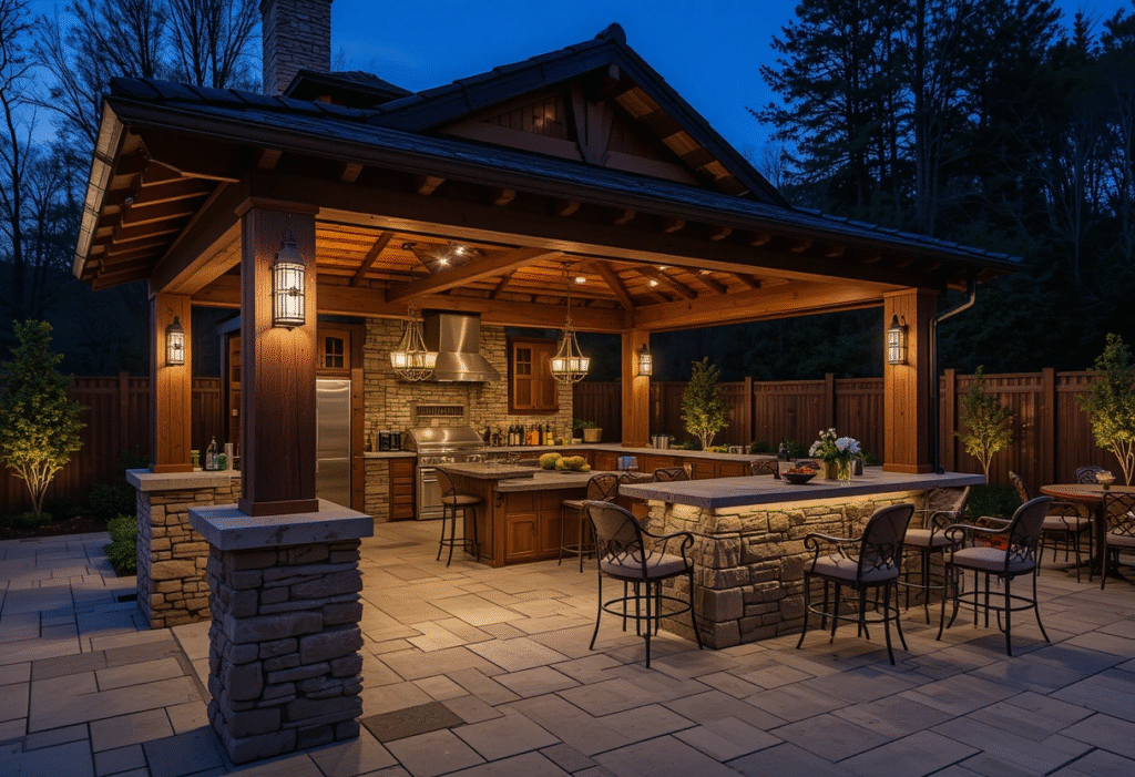 Outdoor Kitchen Lighting Ideas with Post Glow.