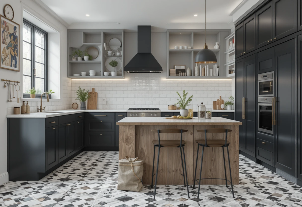 Pick Tiles to Lift Floors, Small Space Kitchen Ideas.