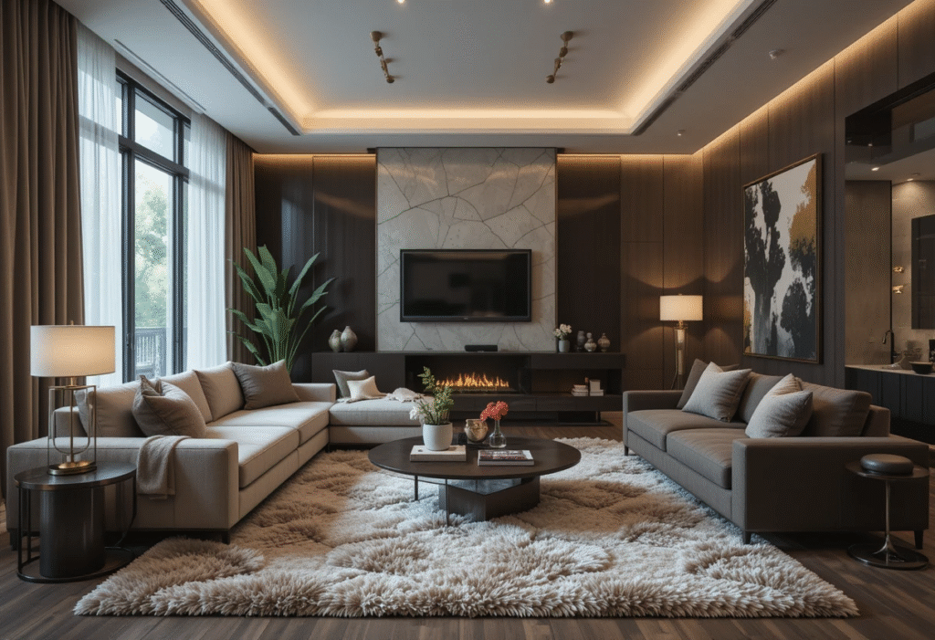 Plush Rugs for Cozy Comfort, Bold Small Modern Luxury Living Room Ideas