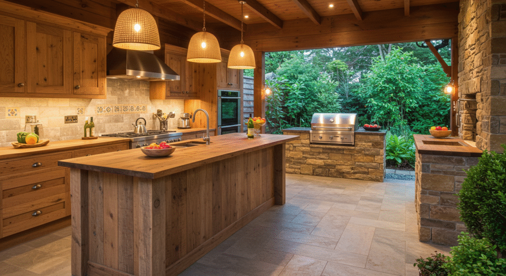 Reclaimed Wood Kitchens for Eco Charm, Wood Outdoor Kitchen Ideas