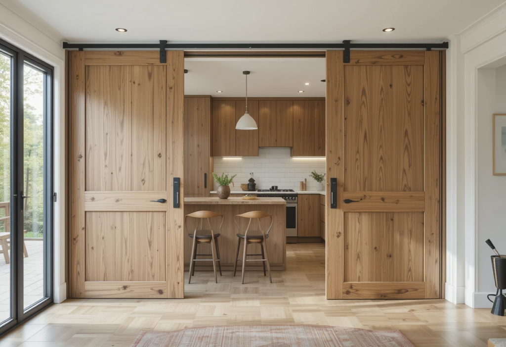 Slide Doors to Free Room, Small Space Kitchen Ideas.