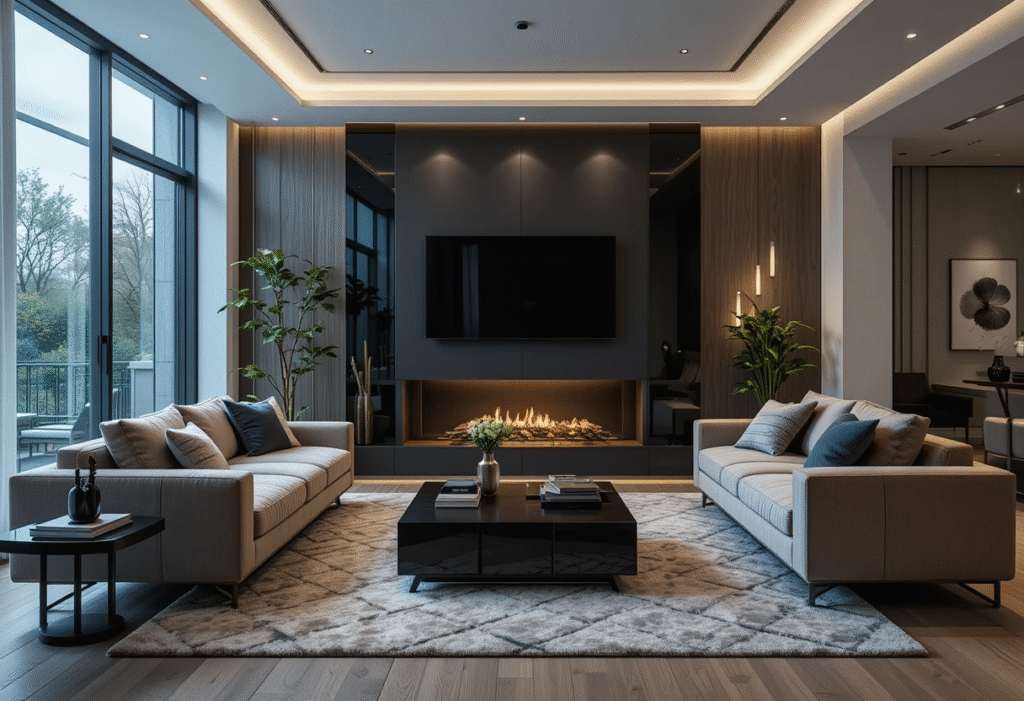 Small Modern Luxury Living Room Ideas with Statement Lighting
