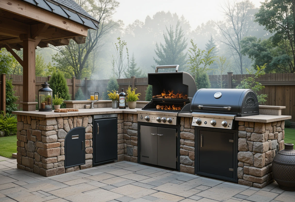 Smoker Combos for BBQ Kings, Green Egg Outdoor Kitchen Ideas.