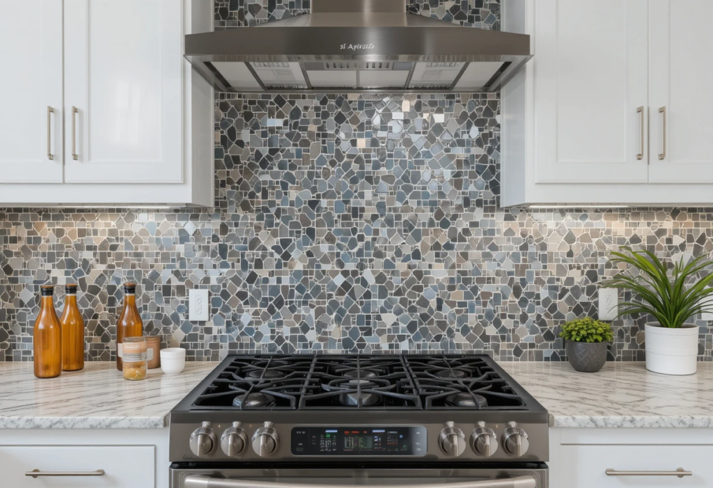 Thrilling Mosaic Patterns That Ignite Excitement, Gray Kitchen Backsplash Ideas.