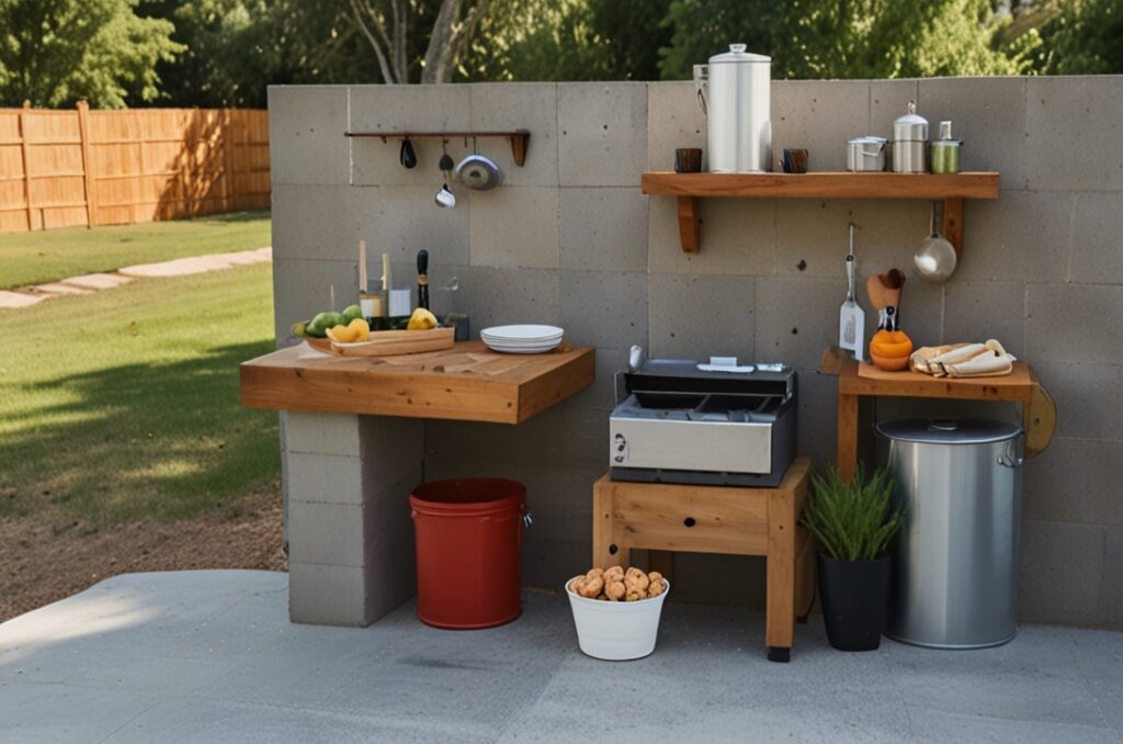 Use Cinder Blocks for a Budget-Friendly Kitchen Setup, DIY Small Outdoor Kitchen Ideas