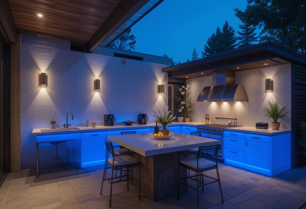 Wall Lamps for Clean Lines, Stunning Outdoor Kitchen Lighting Ideas To Inspire 2025.