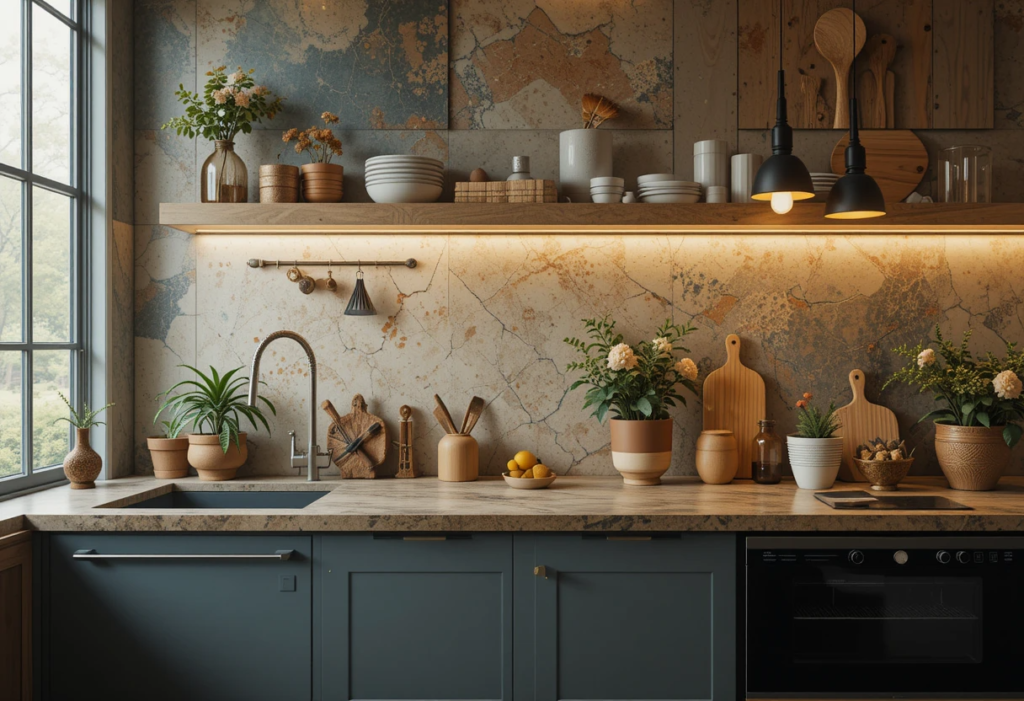 Warm Up with Fun Textures, Small Space Kitchen Ideas.